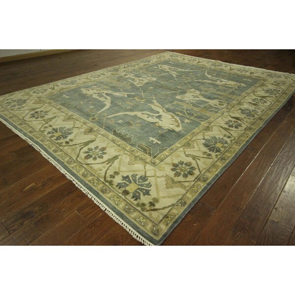 Handknotted Traditional Persian Collection Blue Oushak Wool Area Rug