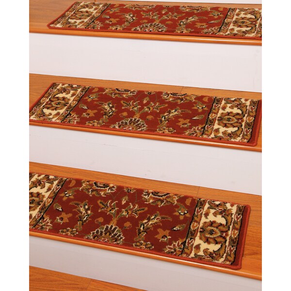 Handcrafted Sydney Carpet Red Stair Treads (9" x 29") (Set of 13) 17553056 Overstock