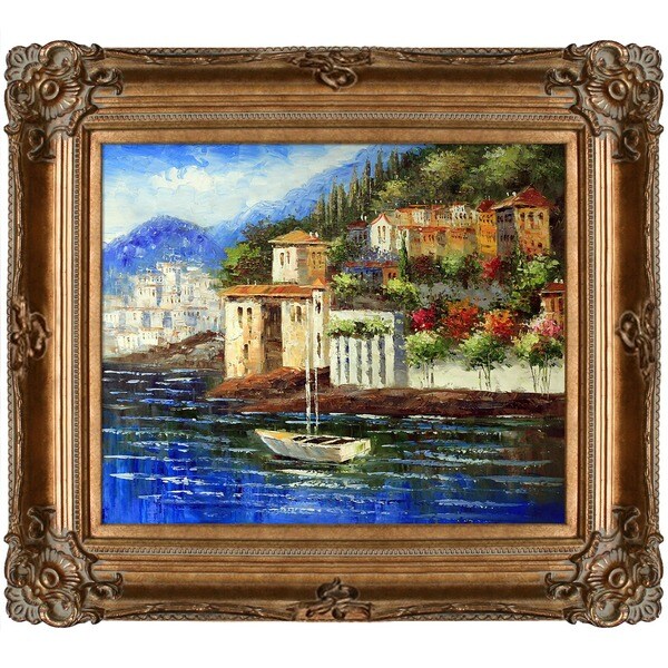 Italy at Dusk' Hand Painted Framed Canvas Art 17560312 Overstock