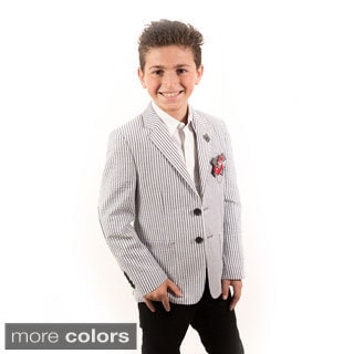 Elie Balleh Milano Italy Boys' Seersucker Stripe Blazer