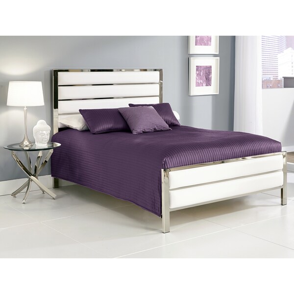 Fashion Bed Group Impulse Complete Bed with Metal Duo Panels and White Upholstery