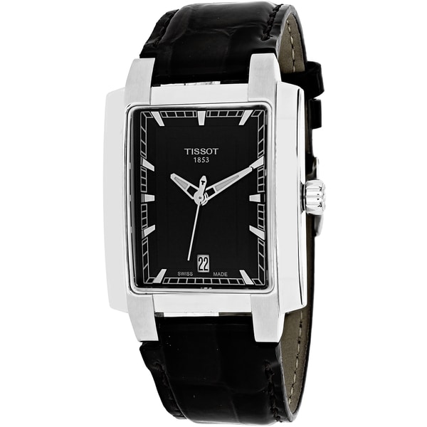 Tissot Men's T0615101605100 TXL Rectangle Black Leather Strap Watch