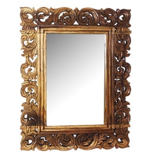 Acacia Brown Walnut Vine and Leaf Rectangular Mirror (Thailand)