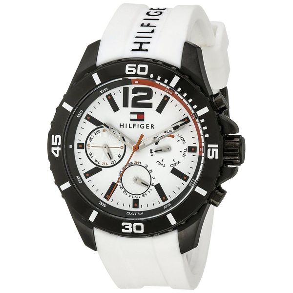 Tommy Hilfiger Men's 1791146 Sport Round White Silicone Strap Watch