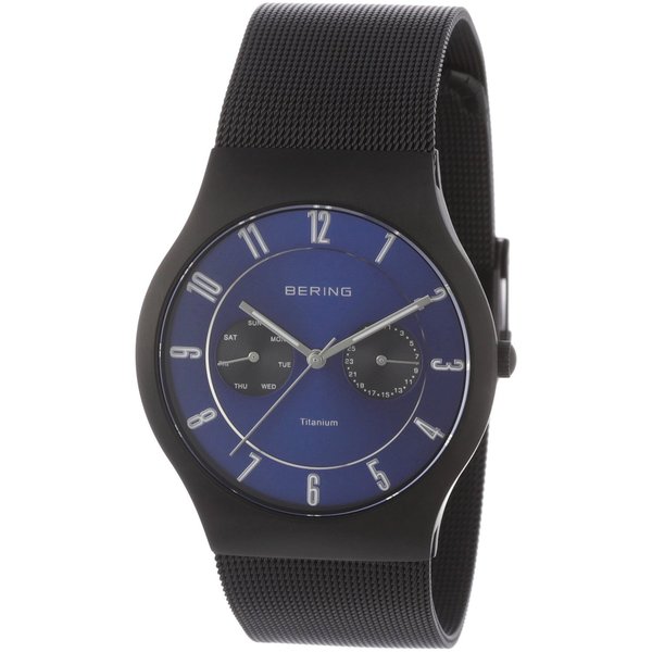 Bering Men's Chronograph Black Mesh Strap Titanium Watch 11939-078