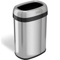iTouchless 13 gal. Dual-deodorizer Oval Open Top Stainless Steel Commercial Trash Can