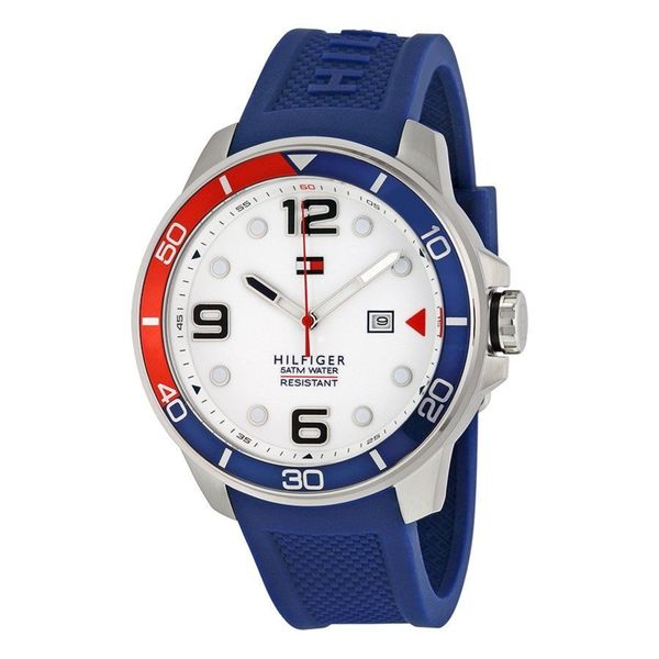 Tommy Hilfiger Men's 1791155 Keith Round Orange Silicone Strap Watch