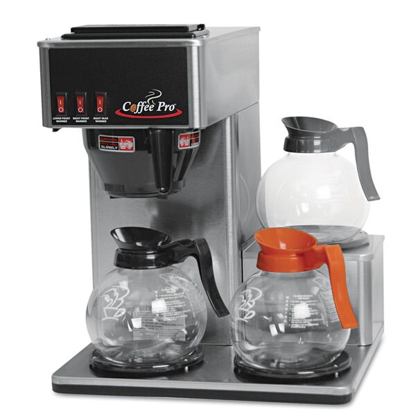 Coffee Pro Three-Burner Low Profile Institutional Stainless Steel Coffee Maker