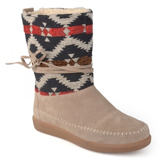 Journee Collection Women's Fashion Multi Fabric Moccasin Boots