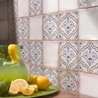 SomerTile 4.875x4.875-inch Chronicle Fleur De Lis Ceramic Floor and Wall Tile (Case of 32)