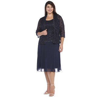 R&M Richards Plus Size Lace Jacket Dress