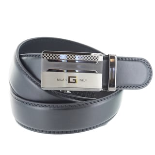 Faddism Men's Genuine Leather Belt with 'Milan Italy' Gun Metal Buckle
