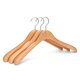J.S. Hanger Natural and Pearl Nickel Polished Hook Deluxe Beech Wooden Wide Shoulder Men's Coat Hangers (Pack of 3)