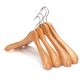 J.S. Hanger Natural and Pearl Nickel Polished Hook Deluxe Beech Wooden Wide Shoulder Men's Coat Hangers (Pack of 3)