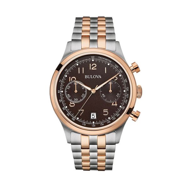 Bulova Men's 96B248 Stainless Steel Two Tone Rose Gold Tone Black Dial