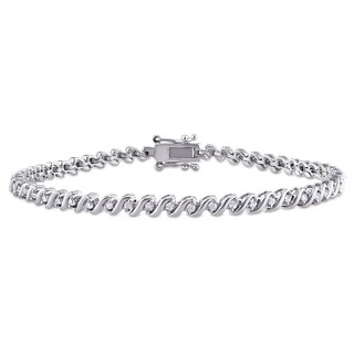 Miadora Sterling Silver 1/2ct TDW Diamond Tennis Bracelet
