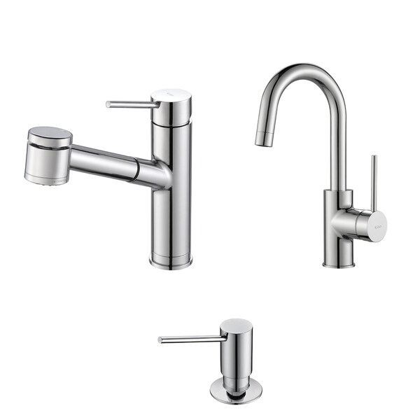 Kraus Mateo Pull Out Kitchen Faucet with Bar/Prep Faucet