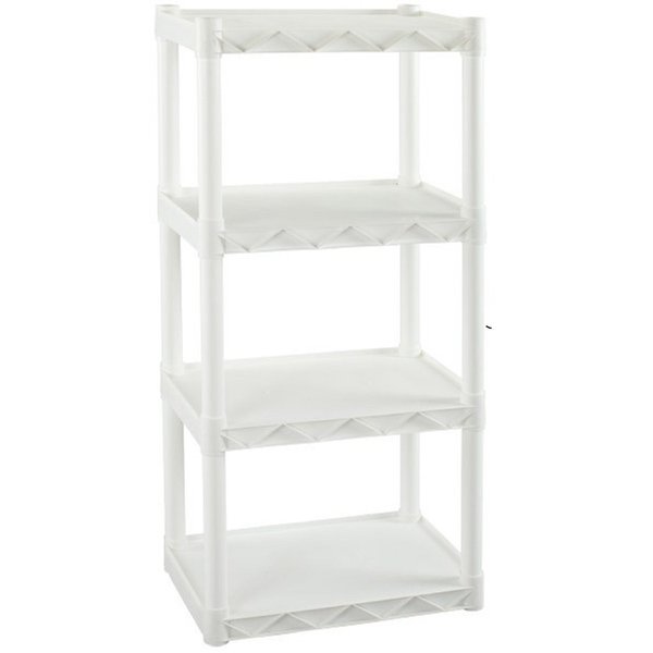 Plano 4 Shelves Interlocking Shelf Unit 19.25-inch x 11.13-inch White