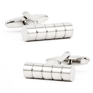 Silvertone Ribbed Cylinder Cufflinks