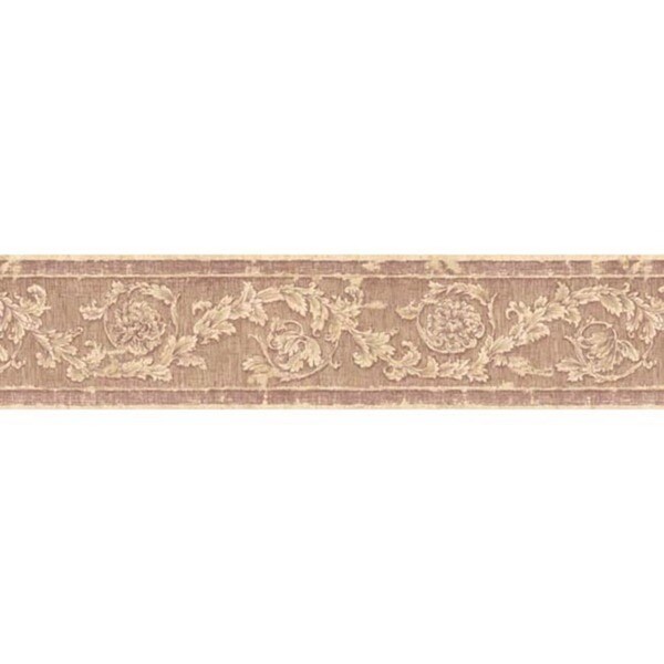 Burgundy Decorative Scroll Wallpaper Border 17633067