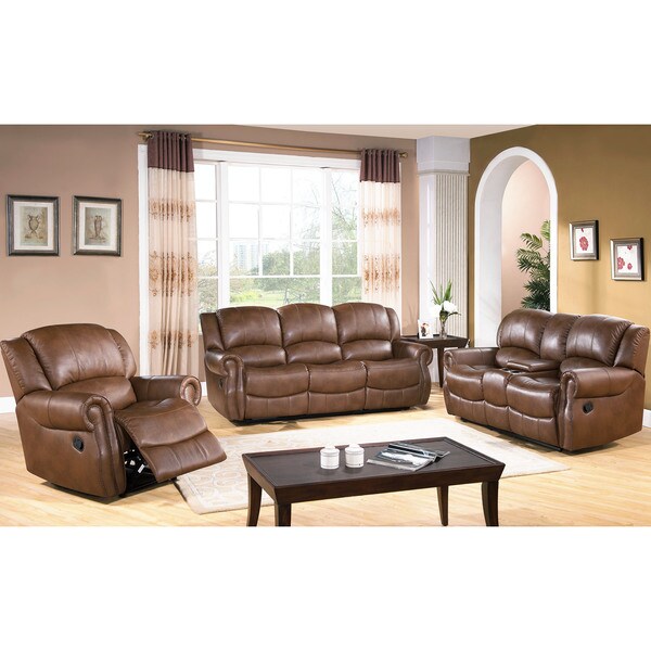 Abbyson Living Calabasas 3-piece Mesa Camel Reclining Sofa Set