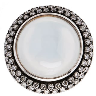 David Yurman Sterling Silver Cerise Moonstone 1ct TDW Diamond Estate Ring (H-I, SI1-SI2) (Size 5.75)