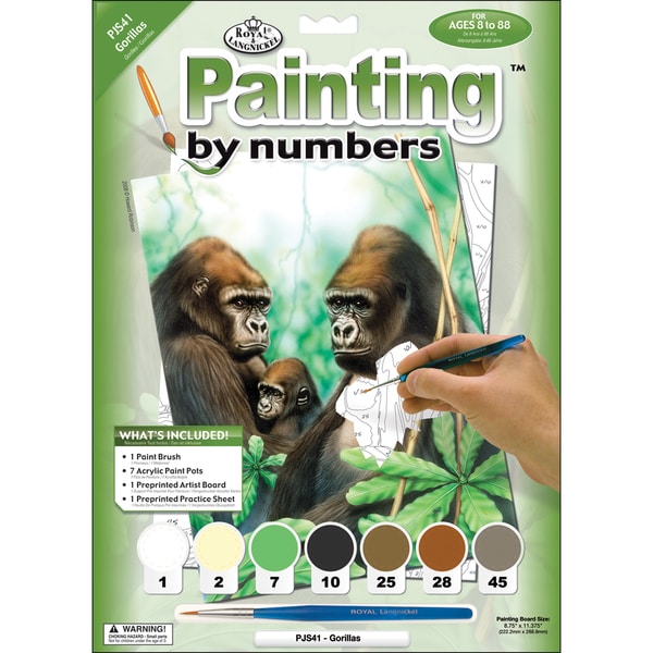 Junior Small Paint By Number Kit 8.75inX11.75inGorillas