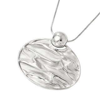 Sterling Silver Rhodium-plated Oval Scrunch Pendant