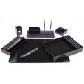 7-Piece Black Leather Desk Set