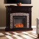 Upton Home Fowler Ebony Faux Stone Corner Electric Media Fireplace