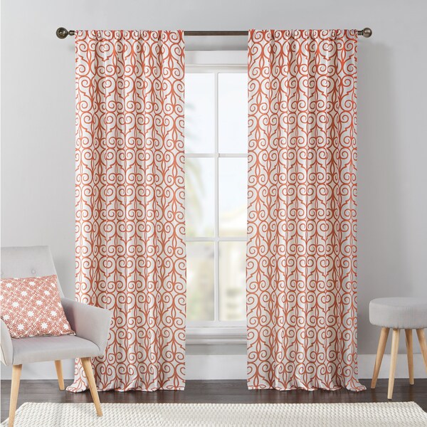 VCNY Concord Flocked Rod Pocket Curtain Panel Pair