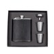 Personalized Black Leather Wrapped Flask Set