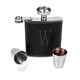 Personalized Black Leather Wrapped Flask Set