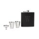 Personalized Black Leather Wrapped Flask Set
