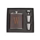 Personalized Brown Leather Wrapped Flask Set