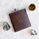 Personalized Brown Leather Wrapped Flask Set