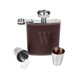 Personalized Brown Leather Wrapped Flask Set