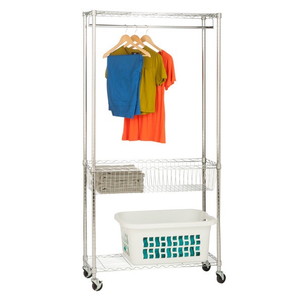 Honey Can Do SHF-04272 Chrome Rolling Laundry Station