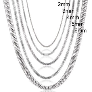 Stainless Steel Round Mesh Link Chain Necklace - 21.5 inches