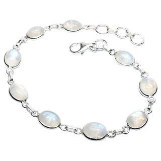 Handcrafted Sterling Silver Rainbow Moonstone Bracelet (India)