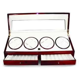 Steinhausen Cherrywood Finish Quad II Watch Winder with Slots and Drawers