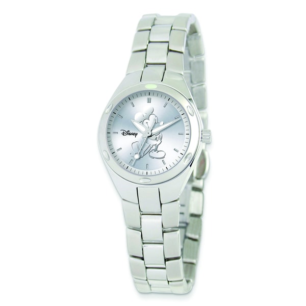 Disney Women's Stainless Steel Round Silver Dial Mickey Mouse Watch