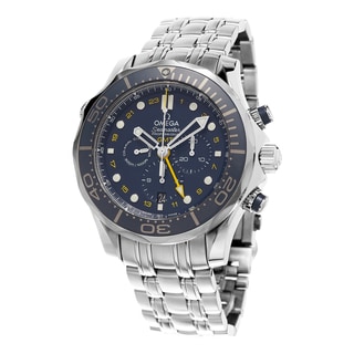 Omega Men's 212.30.44.52.03.001 'Seamaster Diver 300' Blue Dial Chronograph GMT Stainless Steel Swiss Automatic Watch