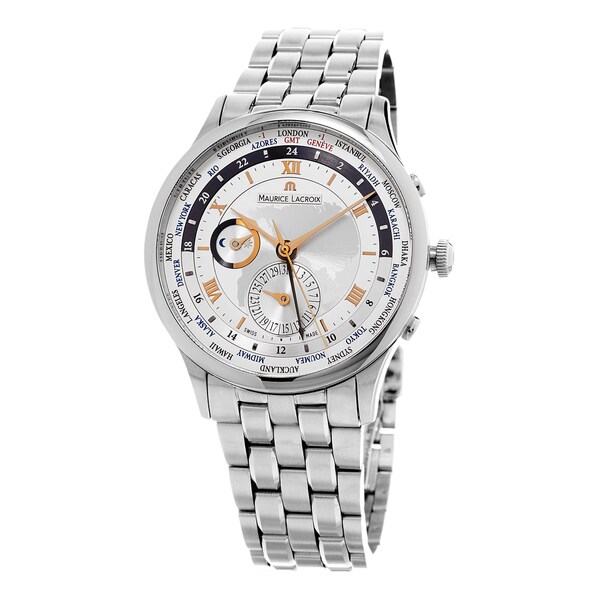 Maurice Lacroix Men's MP6008-SS002110 'MasterPiece World timer' Silver Dial Stainless Steel Swiss Automatic Watch
