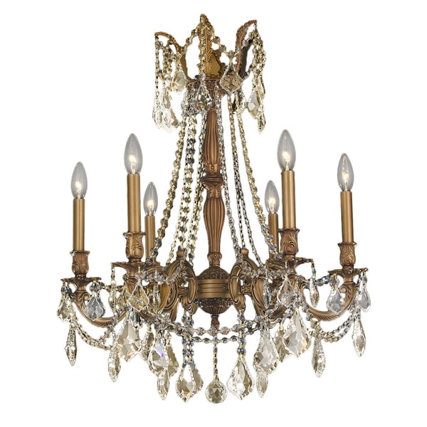 Light French Gold Finish And Golden Teak Crystal Ornate Chandelier Light French Gold Finish And Golden Teak Crystal Ornate Chandelier