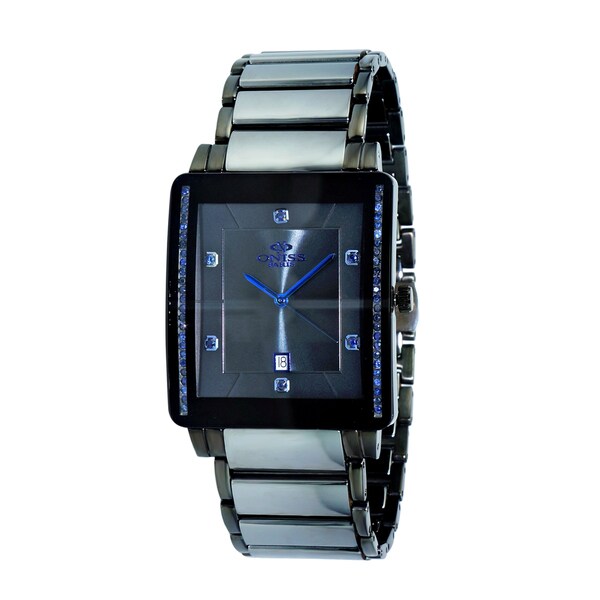 Oniss Mens ON613-MTT/607 Stainless Steel  and Tungsten with Genuine Sapphire Gemstone