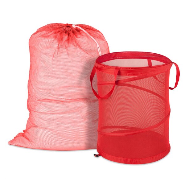 Honey Can Do Red Mesh Laundry Bag and Hamper Kit