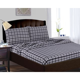200-GSM Micro Plaid Printed Extra Deep Pocket Sheet Set