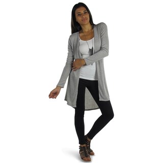Free to Live Women's Long High Low Knit Hacci Fitted Cardigan