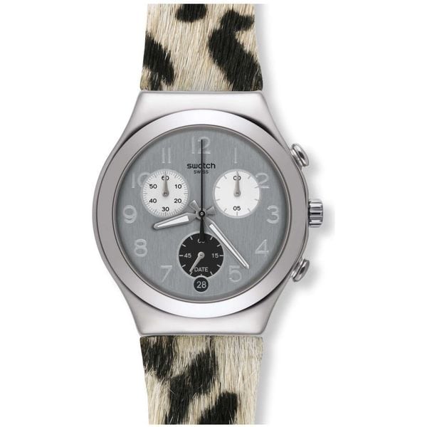 Swatch Unisex YCS585 'Irony MUUU' Chronograph White Leather Watch